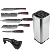 Keukenmessen - Knife set - Chef Knife - Knives - Kitchen Knife - Koksmes voor keuken - Damascus Santoku Messenset - Japans Scherp Hakmes Snijmes - 7-Delige Houderset
