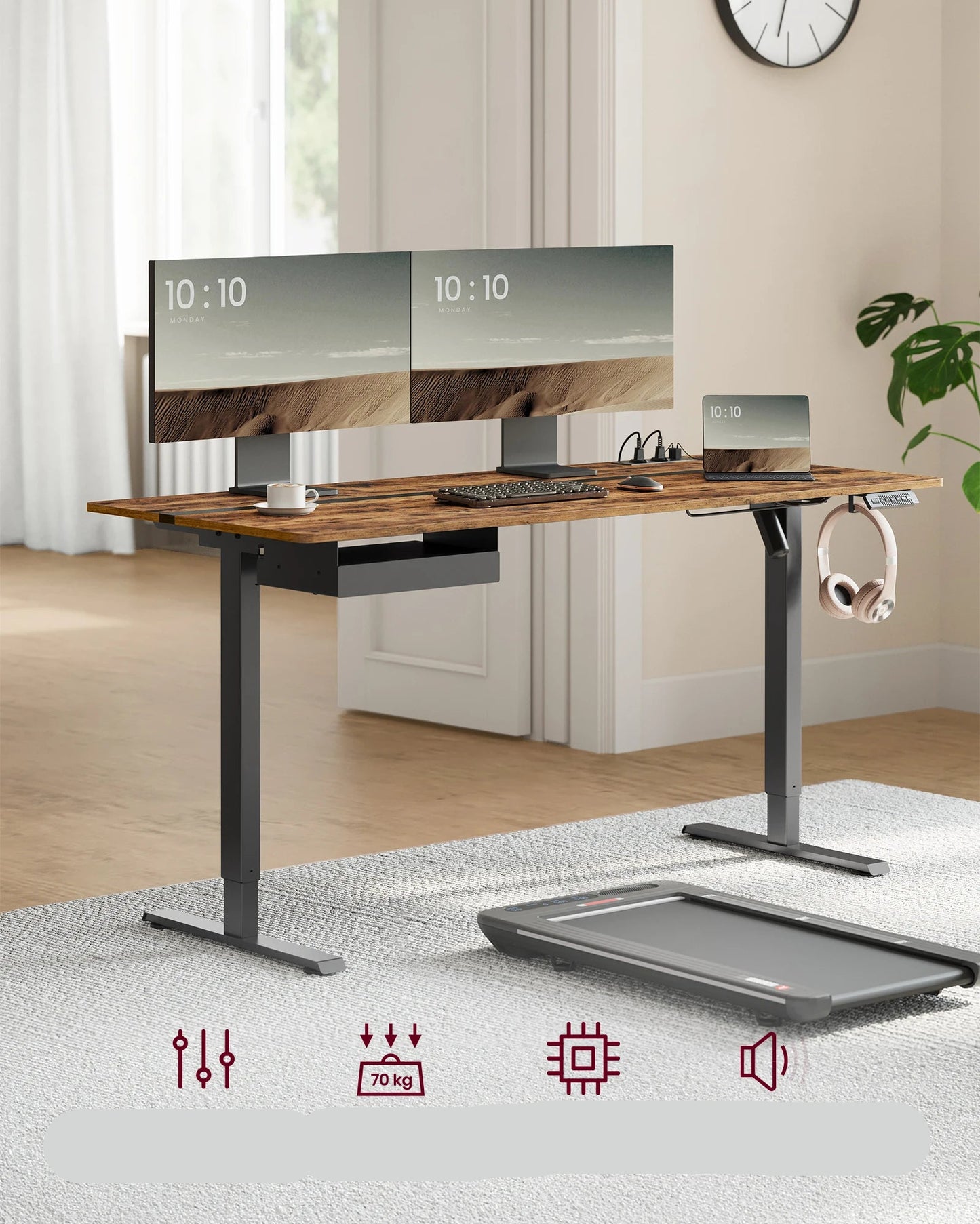 Verstelbaar Bureau – Zit Sta Bureau – Hoogte Verstelbaar Bureau – Elektrisch Bureau – Geheugenfunctie – USB Poorten – Stabiel Design - QUORE