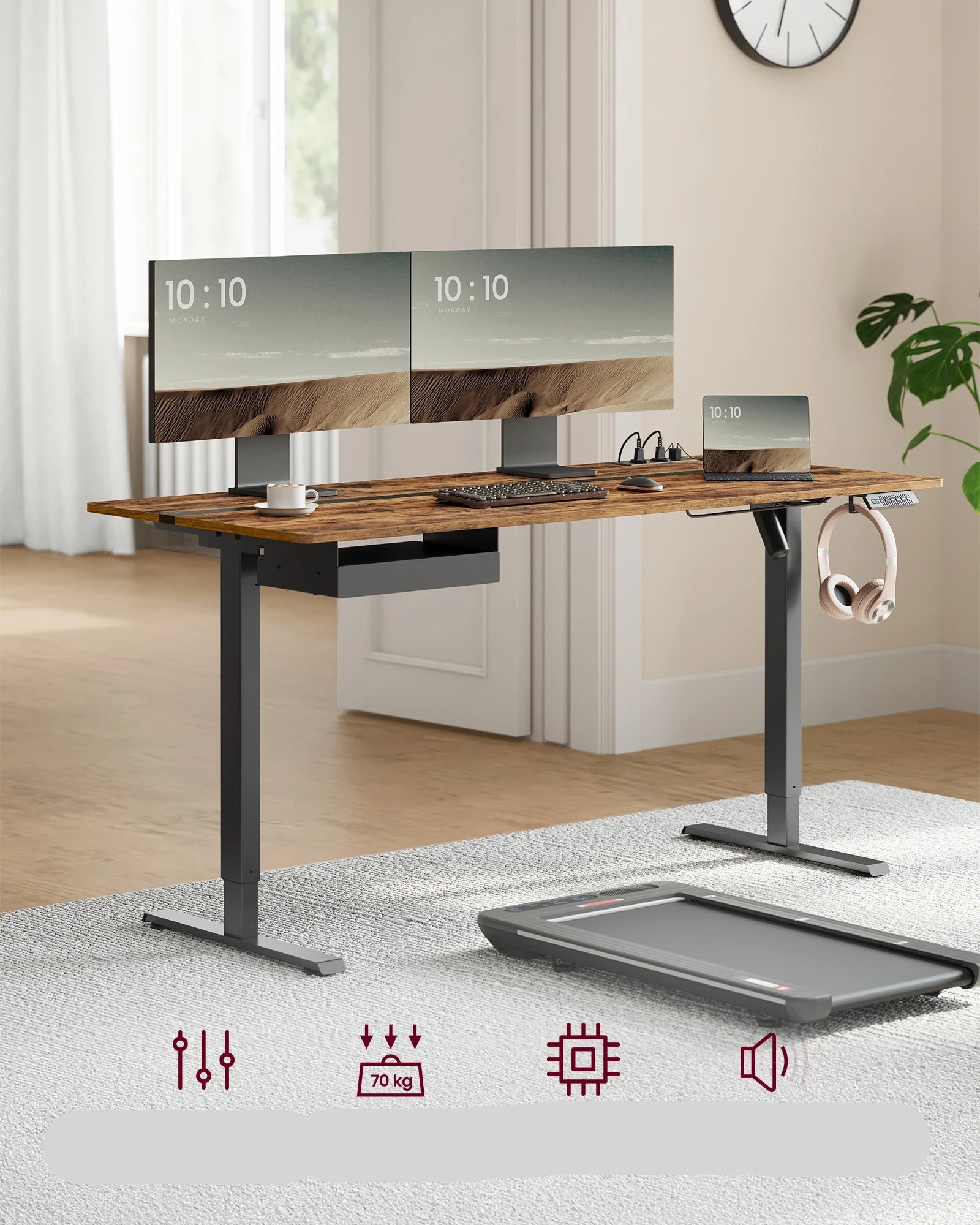 Verstelbaar Bureau – Zit Sta Bureau – Hoogte Verstelbaar Bureau – Elektrisch Bureau – Geheugenfunctie – USB Poorten – Stabiel Design - QUORE
