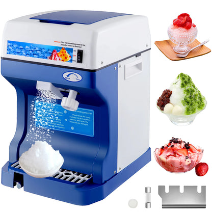 Ice Crusher - Schaaf ijsmachine - Slush Machine - 120kg Capaciteit - met Verstelbare Ijstextuur - 250W -   320 RPM - 29 x 39 x 43 cm - Blauw