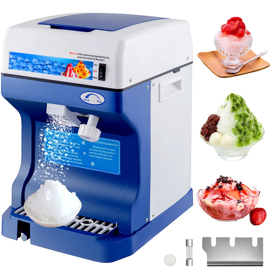 Ice Crusher - Schaaf ijsmachine - Slush Machine - 120kg Capaciteit - met Verstelbare Ijstextuur - 250W -   320 RPM - 29 x 39 x 43 cm - Blauw