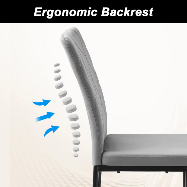 Chair - Dining Room Chairs - Set of 4 Velvet Dining Room Chairs - Ergonomic - Metal Legs - High Backrest - Comfortable &amp; Stable - For Kitchen - Dining Room - 42x94.5x 59cm - Dark Gray Velvet