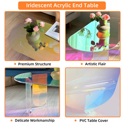 Koffietafel - Salontafel - Bijzettafel - Wandtafel - Ongeschonden Acrylaat – Transparante Bijzettafel met Regenboog Effect & 4 Poten