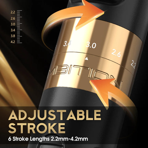 Tattoo Machine - Tattoo Pen - Tattoo Set - Complete Set for Beginners &amp; Advanced - Adjustable Stroke 2.2-4.2mm - Tattoo Machine Pen - 10500Rpm - 12V - 2400mAh - Gold Kit