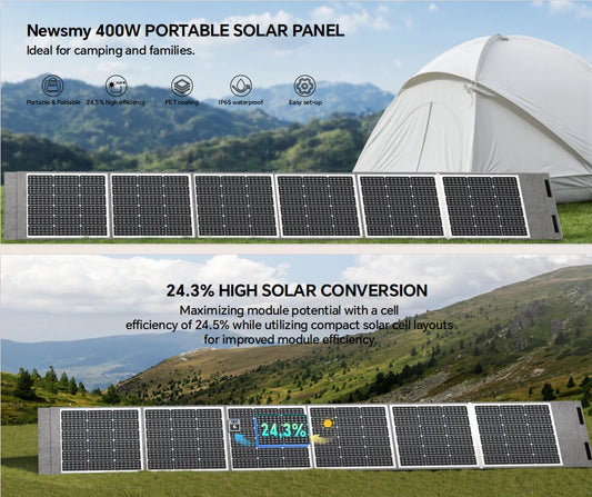 Zonnepaneel – Draagbaar – Opvouwbaar – Solar Panel – Powerbank – 400W Vermogen – 24,3% Hoge Energieconversie – Waterdicht & Weerbestendig