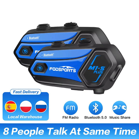 Motorfietsintercom - Helmintercom - MotorfietshelmHeadset - Bluetooth Helmintercom - Helm - Motorfietsaccessoires - 2PCs - 8 Riders - 2000M - FM-radio, muziek delen.