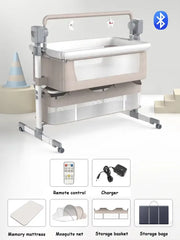 Babybed - Wieg - Elektrisch Babybed - Elektrisch Babybed - Verplaatsbaar - Draagbaar - Ledikant - Met Afstandsbediening - Bluetooth-Kaki
