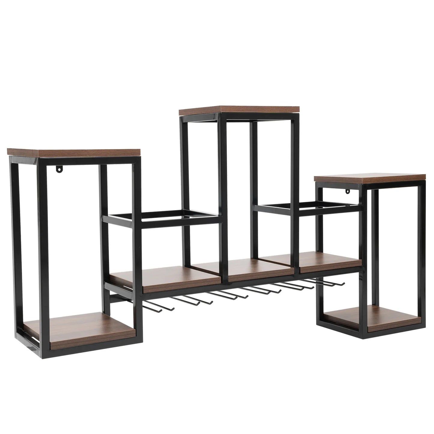 Wijnrek – Wijnhouder – Wijnplank – Glazenhouder – Massief Hout – Draagvermogen 30 Kg – Europees Design - 106 x 20 x 40 cm - Bruin - QUORE