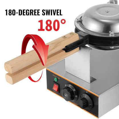Wafelijzer - met indicatielampje - 180° draaibare 2 pannen - houten handgrepen - Gemakkelijk schoon te maken voor thuisgebruik - QUORE