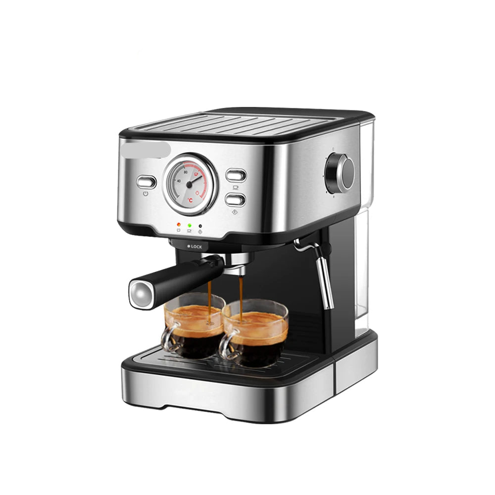 Espressomachine - 20 Bar - Compact Koffiezetapparaat - Semi automatisch - Espresso machine - 220V - RVS Koffiemachine - Stoompijpje & Display - met Beker