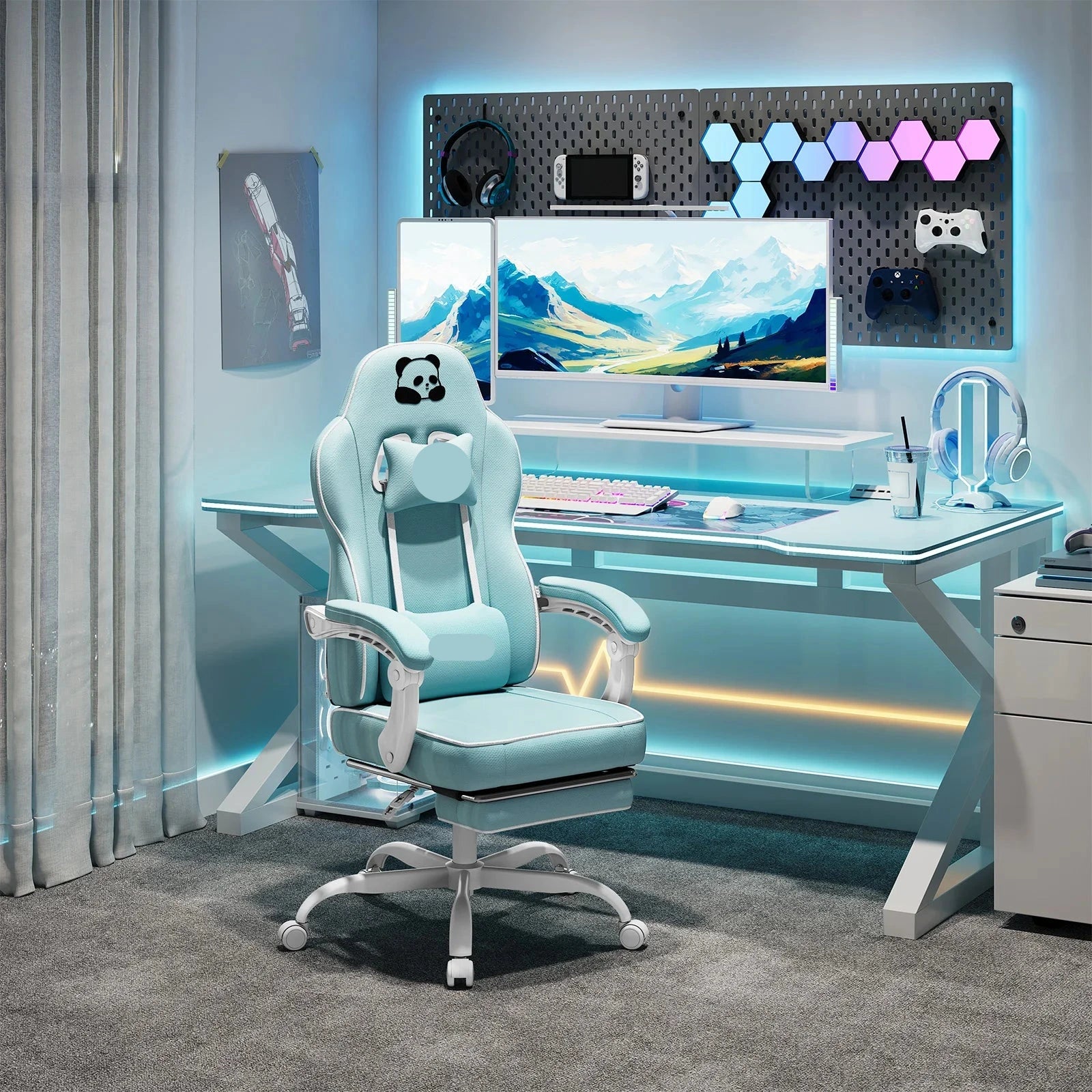 Ergonomische Gaming- En Bureaustoel – Comfortabele Stoel – Mesh Bureaustoel – Met Voetensteun – Verstelbare Kussens – Sterk Metalen Frame - Roze - QUORE