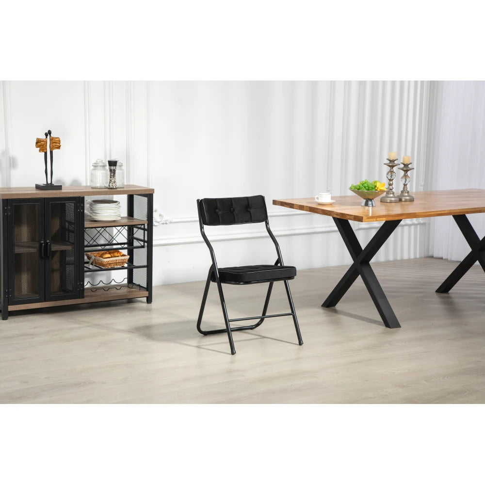 Klapstoel – Vouwstoel – Campingstoel – Opvouwbare Stoel – Eettafelstoel – Roestvrijstalen Frame – Fluwelen Bekleding