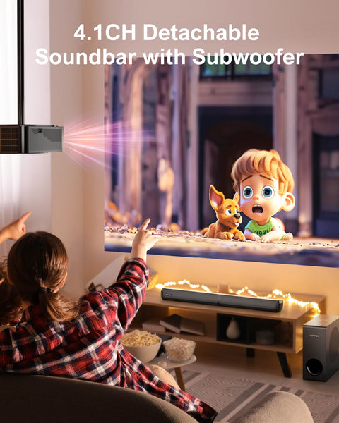 Soundbar - Soundbars for TV and Theater - Soundbar with Subwoofer - 200W - 4.1CH - Heimkino Soundsystem - Bluetooth Speaker Soundbar Subwoofer with optical - AUX - HDMI support - EU plug - Black