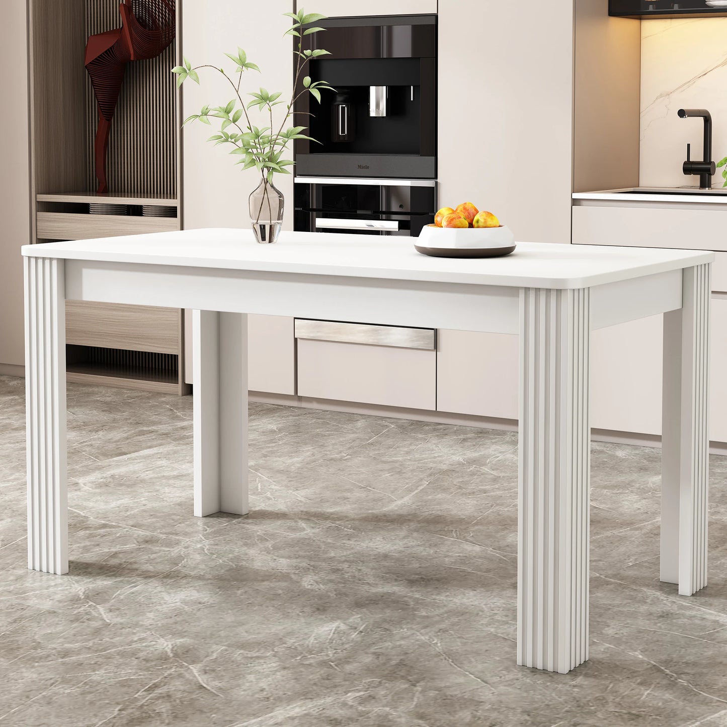 Eettafel – Tafel – Keukentafel – Eetkamertafel – Meubel – Wit Blad – Ruim Tafelblad 120-160 cm – Stevige Dikke Poten