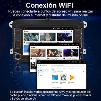Multimedia car radio with GPS Android player Universal, Carplay, Wifi, for Volkswagen Golf 5, 6, Polo, Passat B6, B7, CC, Skoda