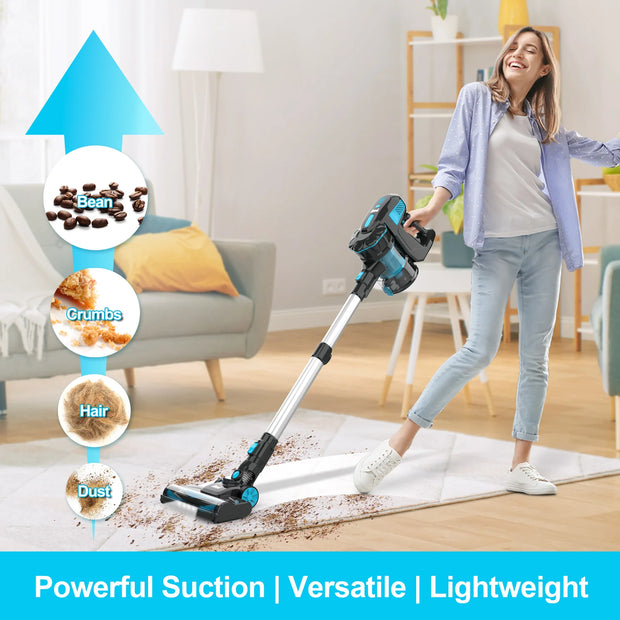 Cordless Stick Vacuum Cleaner - Stick Vacuum Cleaner - Vacuum Cleaner - Cordless Stick Vacuum Cleaner - Powerful Suction - 20KPa - 6-in-1 Stick Vacuum Cleaner - 145W - Blue