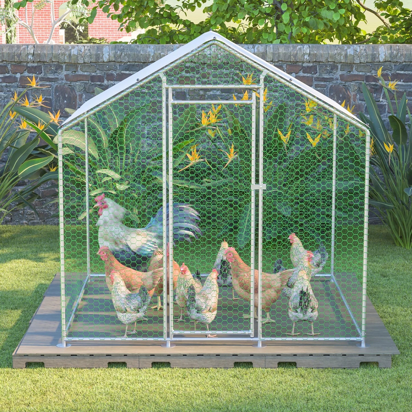 Chicken Stall 2x2x2m With Safety Lock, Waterproof PE Cloth, Free-running Hook Made Of Metal For Chickens, Rabbits, Ducks, Hens