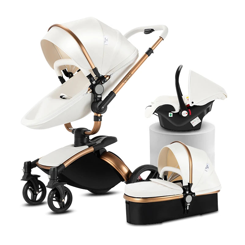 Babywagen - Buggy - Inklapbare Buggy - Opvouwbare Buggy - Inklapbare Buggy New Born - 3 in 1 -BabyWalker- Lichtgewicht Ba voor Pasgeboren Baby - Wit