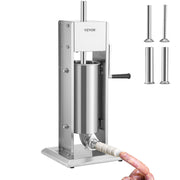 Sausage Filler - Sausage Maker - Manual Sausage Filler - Sausage Filling Machine - 5L - Stainless Steel - with 4 filling funnels