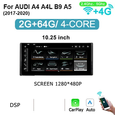Autoradio – Multimedia Speler – Auto Stereo – 2-DIN Radio – Draadloos CarPlay – 12,5 Inch Touchscreen – Android 14 – GPS Navigatie - QUORE