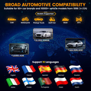 OBD2-Scanner - Diagnosecomputer - Slimme Diagnosetool - Foutverwijdering - Batterijtest - Codelezer - Autodiagnose - Werkzeuge batterijtest - Motorstart - Autodiagnose - Zwart
