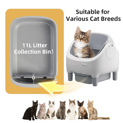 New smart litter box EU stock,Open-style smart litter box,11L large capacity cat litter box,Smart APP control,fully automatic