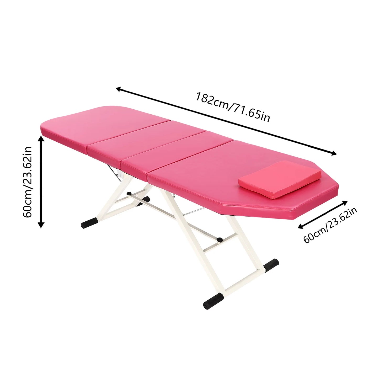 Massagetafel Inklapbaar - Massagetafel - Behandeltafel - Massage Bed - 3-Voudige Schoonheidsbed - Draagbare - Verstelbare - Inclusief Opbergtas – Geschikt voor Cosmetische en Therapeutische Behandelingen – Roze