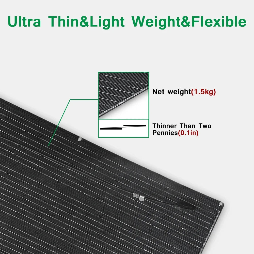 Zonnepaneel - Zonnepanelen - Zonnepanelen met stekker - Zonnepaneel camper - Zonnepanelen plat dak - 100W - Hoogwaardige ETFE Flexibele Zonnepaneel Monokristallijn Kit voor 12V Acculader - Off-Grid Power Camping