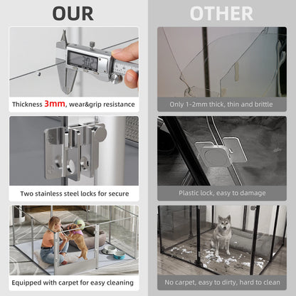 Acrylic Hondenren – Hondenhok – Puppyren – Whelping Box – Dierenren – Aluminium Frame – Waterdichte Voedingsmat – 120x120x61 cm