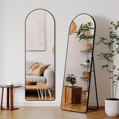 Full Length Mirror Standing Hanging or Leaning Against Wall Large Bedroom Floor Mirror Dressing, Aluminum Alloy Frame 162cm - QUORE