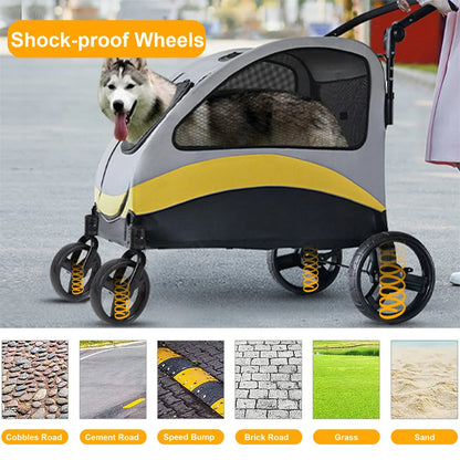 Hondenwagen – Hondenbuggy – Hondenkar – Huisdierenwagen – Dog Stroller – Variant L – 360° Zwenkwielen Met Schokabsorptie – Maximaal Draaggewicht 55 kg