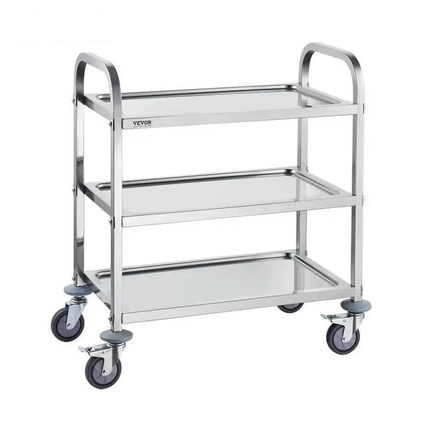Laboratoriumwagen - Wagen - Kar  - Roestvrij Staal - 1 Laag - Lab Utility Cart Medische Kar - met Vergrendelbare Universele Wielen - Lab Kliniek Keuken Salon