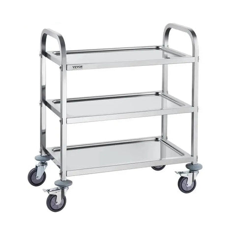Laboratoriumkar - Wagen - Kar - Roestvrij Staal - 3 Lagen - Lab Utility Cart Medische Kar - met Vergrendelbare Universele Wielen - Lab Kliniek Keuken Salon