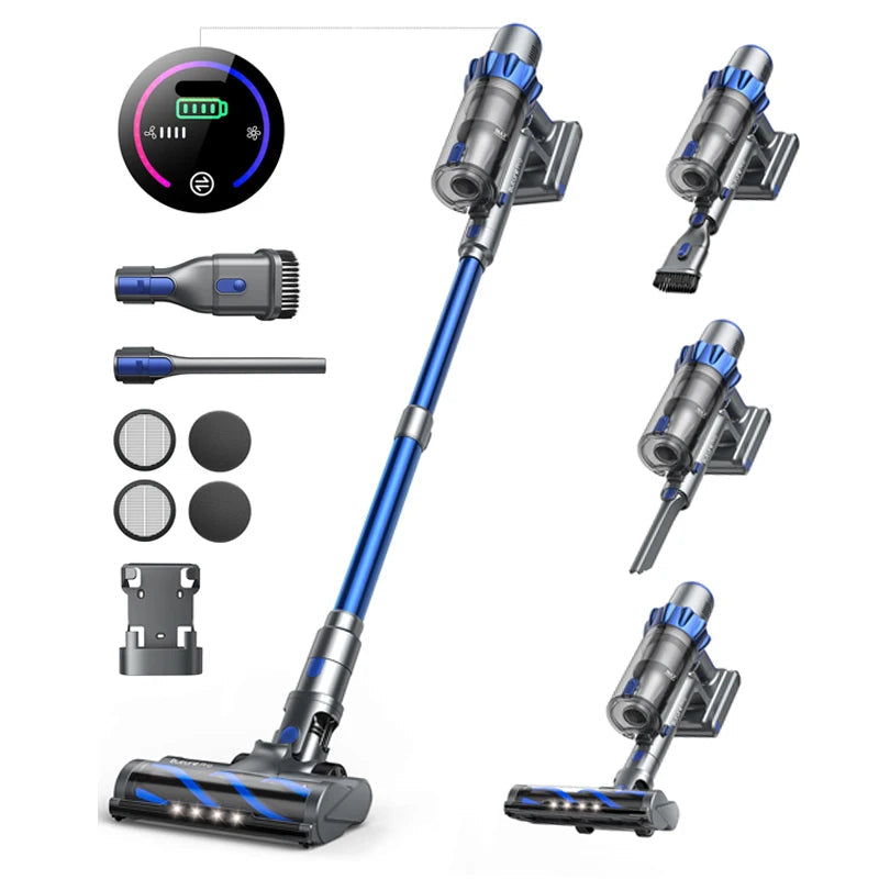 Steelstofzuiger - Vacuum Cleaner - Draadloze Stofzuiger- Kruimeldief Snoerloos - 500W - 48KPA Zuigkracht - Handstofzuiger - Tot 55 Min Oplaadtijd -  Anti-Winding Borstel en 1.5L Groot Stofreservoir - voor Tapijt, Vloer & Auto - QUORE
