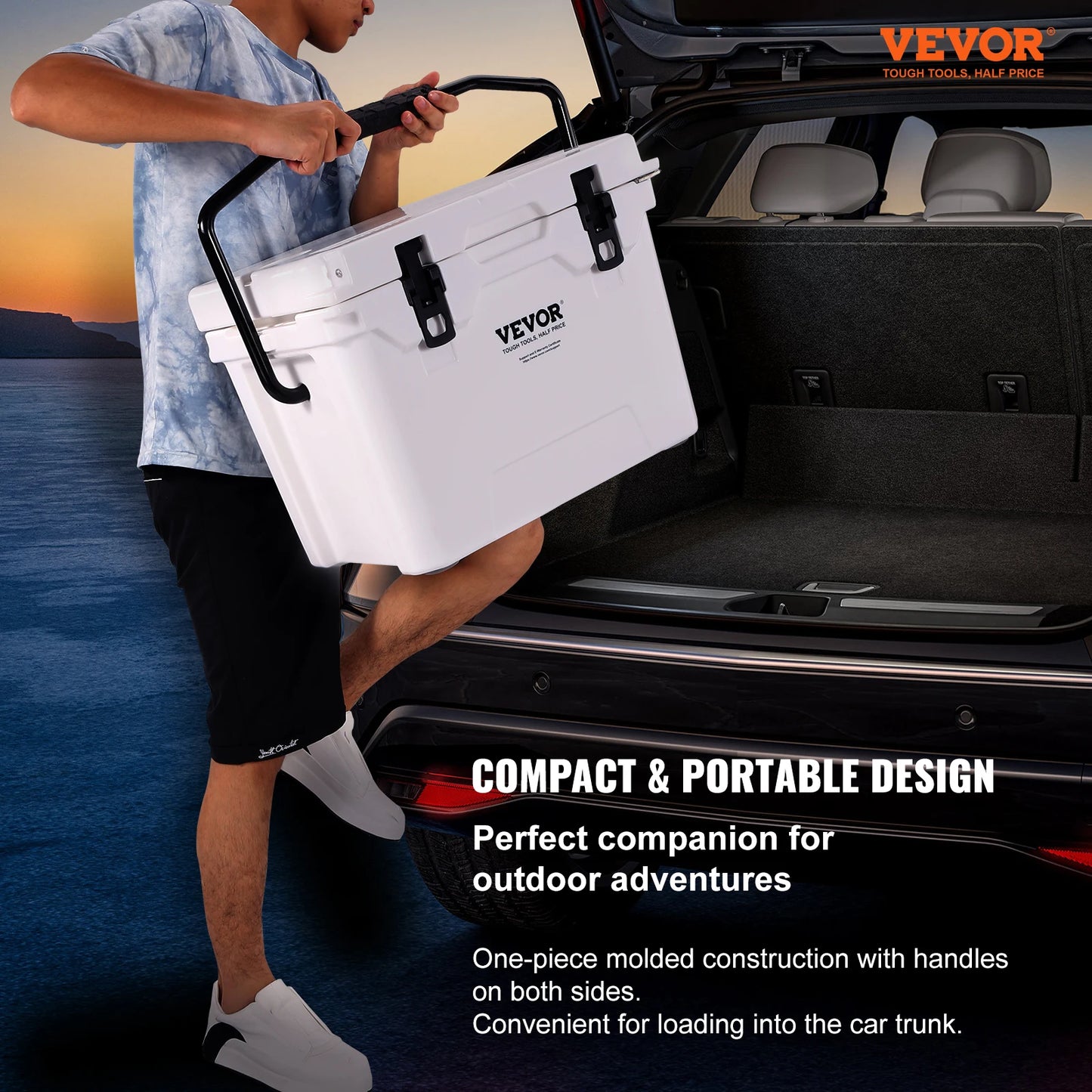 SucceBuy 25/33/45/52QT Hard Cooler Insulated Portable Large Capacity Ice Chest Cooling Box for Family Outdoor Camping Activities