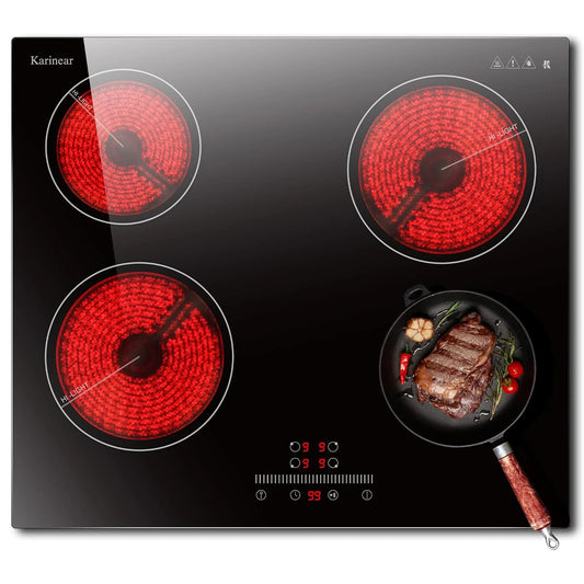 Induction hob - Induction Hob - Induction Cook Top - Induction Cooker - Electric Burner - 4 Zone - 60cm - Slide and touch control - 6000W - Safety lock - Without plug - Black