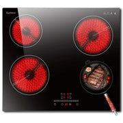 Inductie kookplaat - Induction Hob - Induction Cook Top - Inductie Fornuis - Elektrische Brander - 4 Zone - 60cm - Schuif- en aanraakbediening - 6000W - Veiligheidsslot - Zonder stekker - Zwart