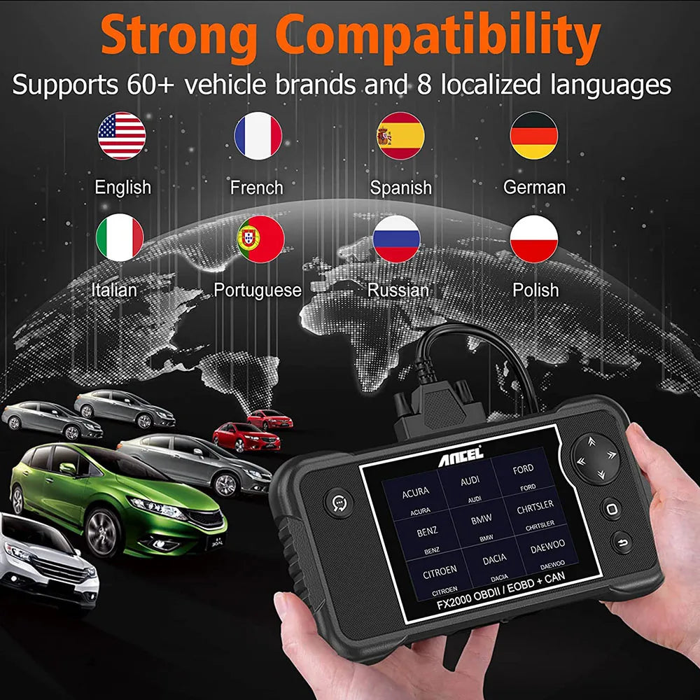 OBD Scanner - OBD2 - Auto Scanner - Auto uitlezen - Diagnose Apparatuur voor Auto's - Car OBD2 Diagnose Tool - 4-System Code Reader - Engine, ABS, SRS & Versnellingsbak - Volledige OBD2 Scanner - Automatische Software Update