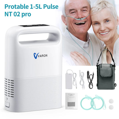 Zuurstofconcentrator – Draagbare Zuurstofapparaat – Ademhalingshulpmiddel – Oxygen Machine – Pulserende Zuurstofstroom – 1-5 L/min – Lichtgewicht 2,2 kg – 3-4 Uur Batterijduur - QUORE
