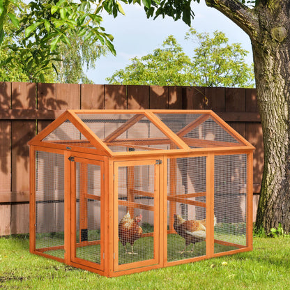 Kippenhok – Kippenren – Pluimveehok – Kippenverblijf – Vurenhout – Ventilatie Met Metaalgaas – Compacte Afmetingen 140 x 88.5 x 106 cm - Hout Natuurlijk