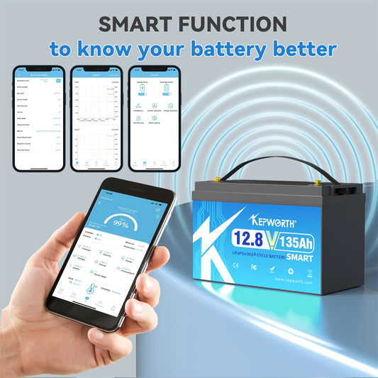 12V 135Ah Lithium Batterij – LiFePO4 Accu – Camper Batterij – Boot Accu – Solar Accu – Bluetooth BMS 100A – Lichtgewicht & Lage Temperatuurbescherming - QUORE