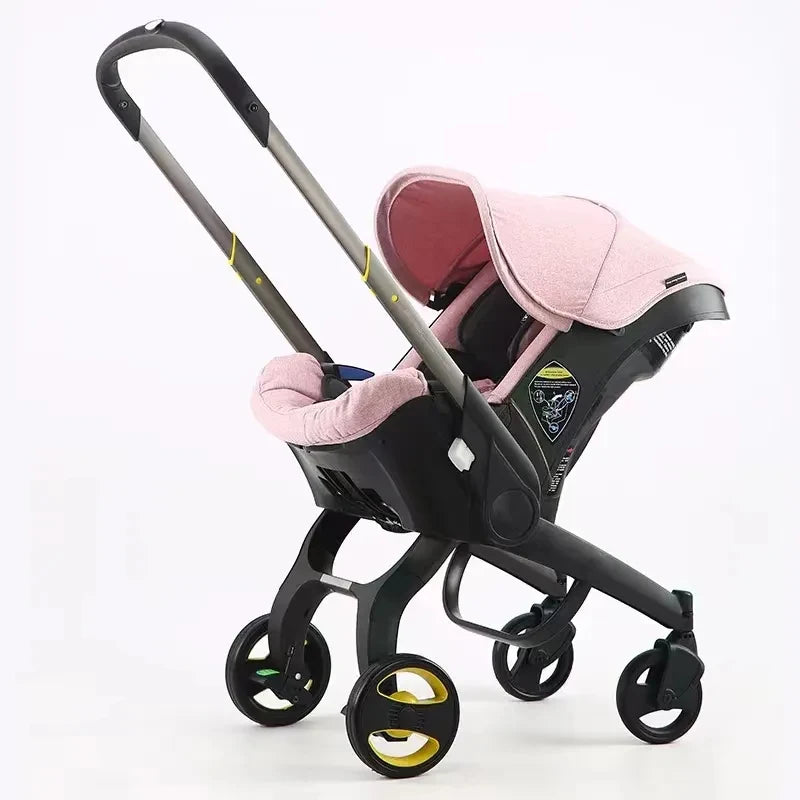 Kinderwagen - Babywagen - Wandelwagen - met Autostoel - 4-in-1 - Lichtgewicht Reisbuggy - Opvouwbaar - Veilig en Comfortabel - voor Baby's - en Peuters - Roze