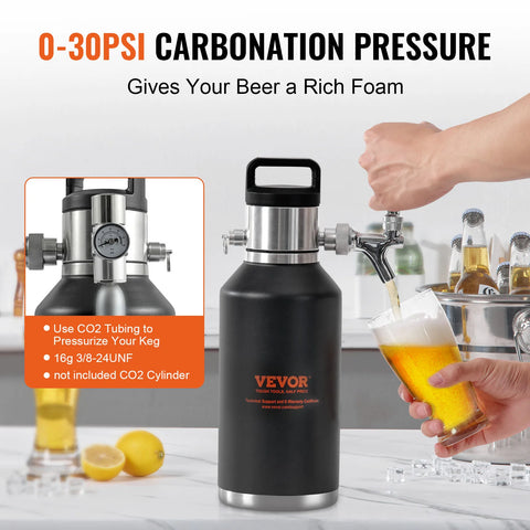 VEVOR Biertap - Thuistap - 1,9 Liter - Koelend - Thermoskan - Bier - - QUORE