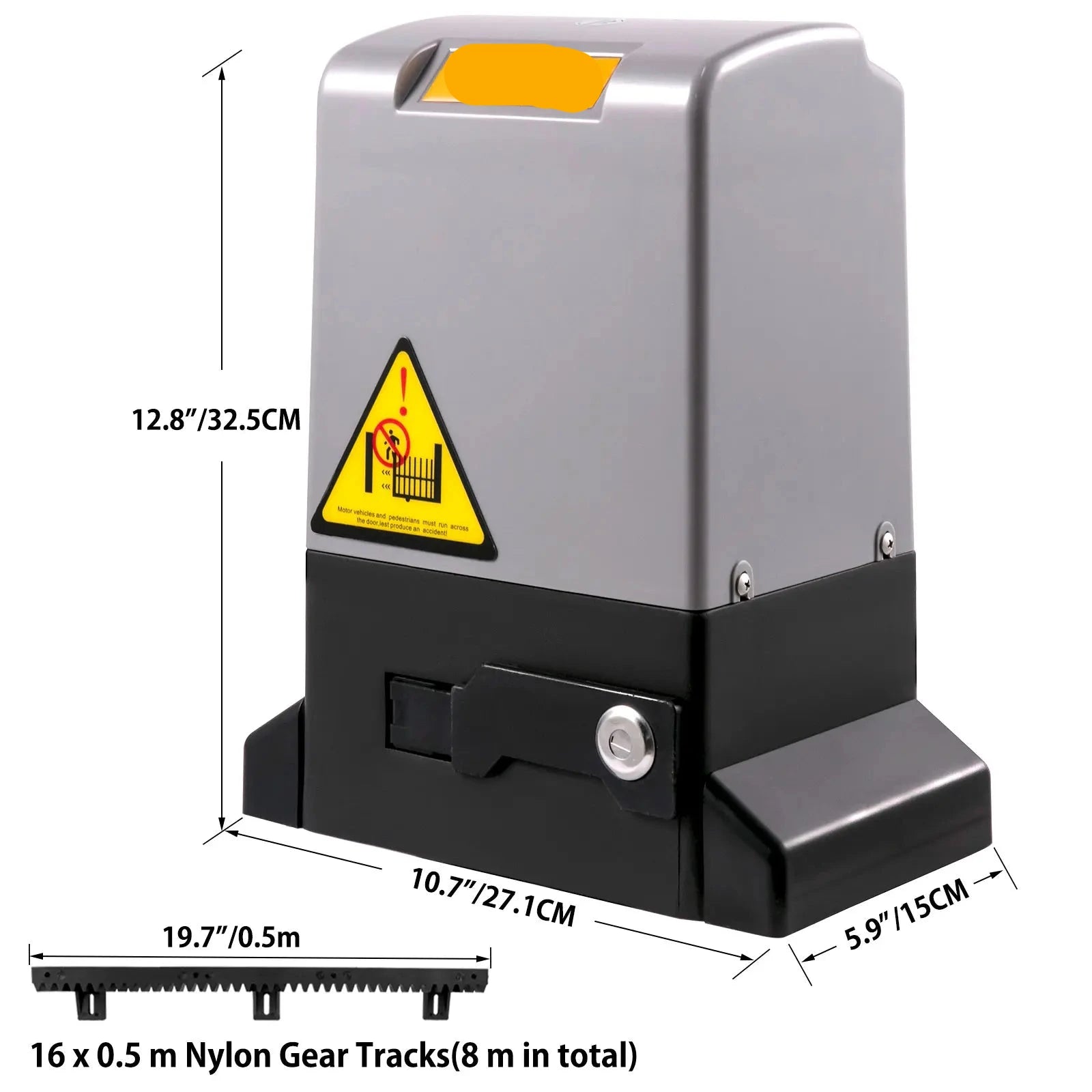 Schuifpoortopener - Automatische Poortopener - Elektronisch Poortopener - met 4 Afstandsbediening - Appbediening - 1800kg - 750W - 12m Ketting - 15x27.1x32.5cm - Geluidsarm & Weerbestendig - QUORE