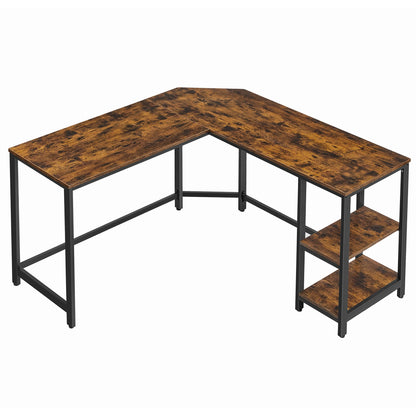 Computer Bureau - L-Vorm - Hoekbureau - Gaming Tafel - Computer Tafel - 138x138x76cm - Stabiel Bureau - Verstelbare Poten - 2 Open Planken - Broen - QUORE