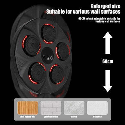 Music Boxing Machine - Music Boxing Machine voor de Muur - Gemonteerde Boks Trainer met Bluetooth & 2 Paar Handschoenen - Reactie-en Snelheidstraining voor Kinderen & Volwassenen - Zwart