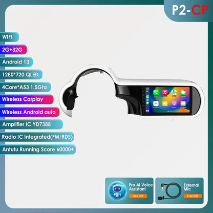 Car Multimedia Speler – Autoradio – Navigatiesysteem – Touchscreen Display – Android Auto – 9 Inch Scherm – Draadloos CarPlay & 4G Verbinding – 360° Panoramische Camera - QUORE
