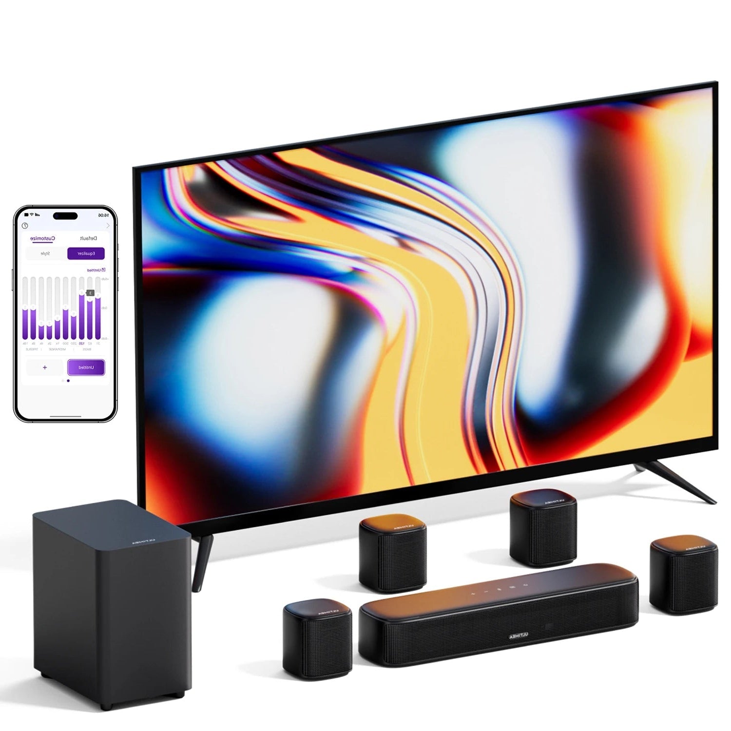 Aura A40 Soundbar – Surround Sound Systeem – Home Cinema Geluid – Draadloze Speaker – Thuisbioscoop Audio – 7.1 Surround Met App Bedienig – Krachtige 4-inch Subwoofer - QUORE