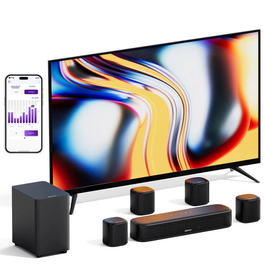 Aura A40 Soundbar – Surround Sound Systeem – Home Cinema Geluid – Draadloze Speaker – Thuisbioscoop Audio – 7.1 Surround Met App Bedienig – Krachtige 4-inch Subwoofer - QUORE