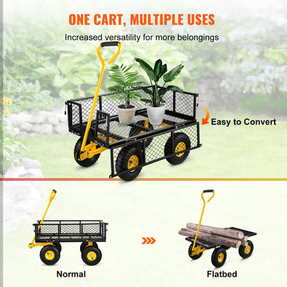Tuinwagen - Tuinkar - Bolderkar - Strandkar - Verwijderbare Gaaswanden - Luchtbanden - Rubberen Handvat - Heavy-duty - 500 Lbs
